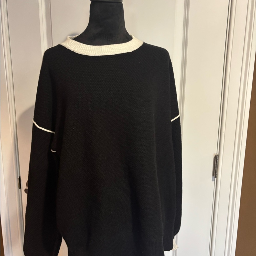 Black Sweater with White Trim